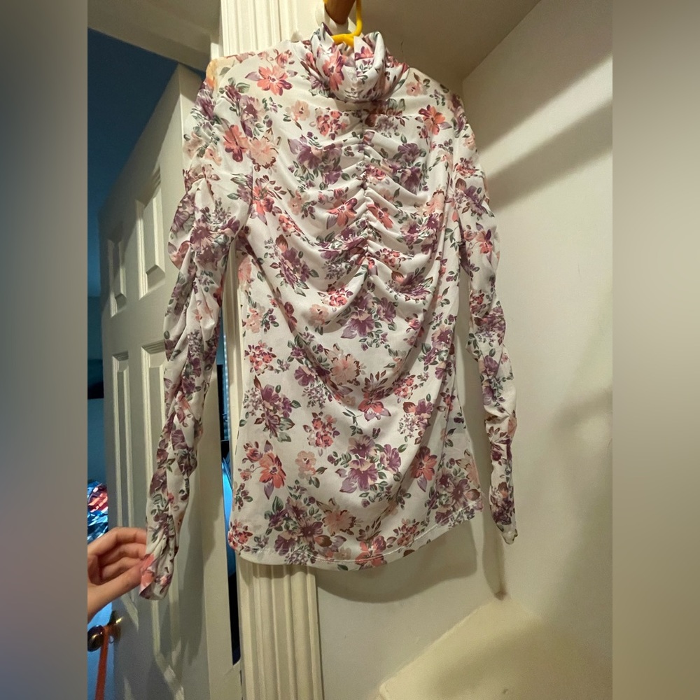 Gorgeous Floral and Sheer Turtle Neck